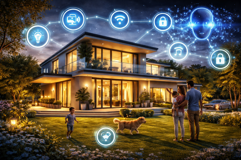 modern family at smart home twilight